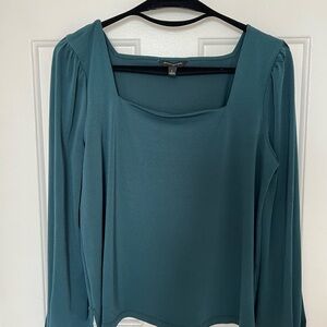Banana Republic Blue Puff Sleeve Blouse with Square Neckline